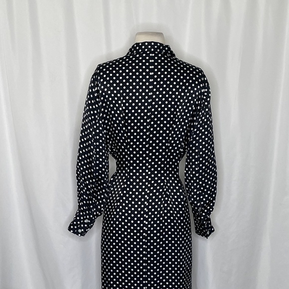 EVERLANE The Hammered Satin Shirt Dress Black Polka Dot Shirtdress Preppy Size 0 - Picture 10 of 15